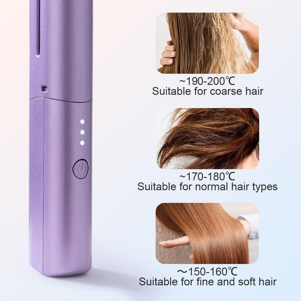 Mini Hair Straightener Cordless Rechargeable Mini Adjustable Hair Straightener Hot Comb