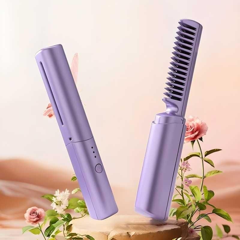 Mini Hair Straightener Cordless Rechargeable Mini Adjustable Hair Straightener Hot Comb